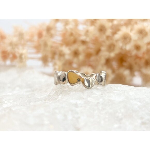 Heart Shaped Love Themed Minimalist 925 Sterling Silver Vintage Ring - sz 5.75 - Picture 5 of 8